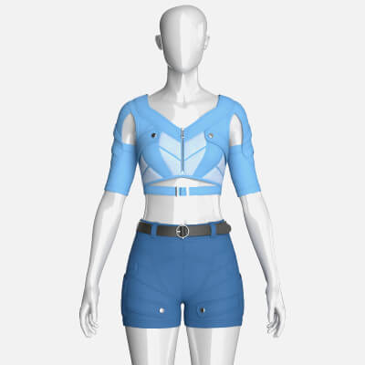 Girls Cutout-Sleeve Crop Top with Utility Shorts