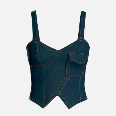 Girls Denim High-Waist Corset Top