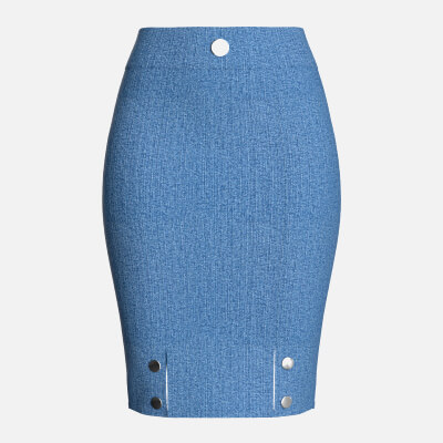 Girls Denim High-Waist Pencil Skirt