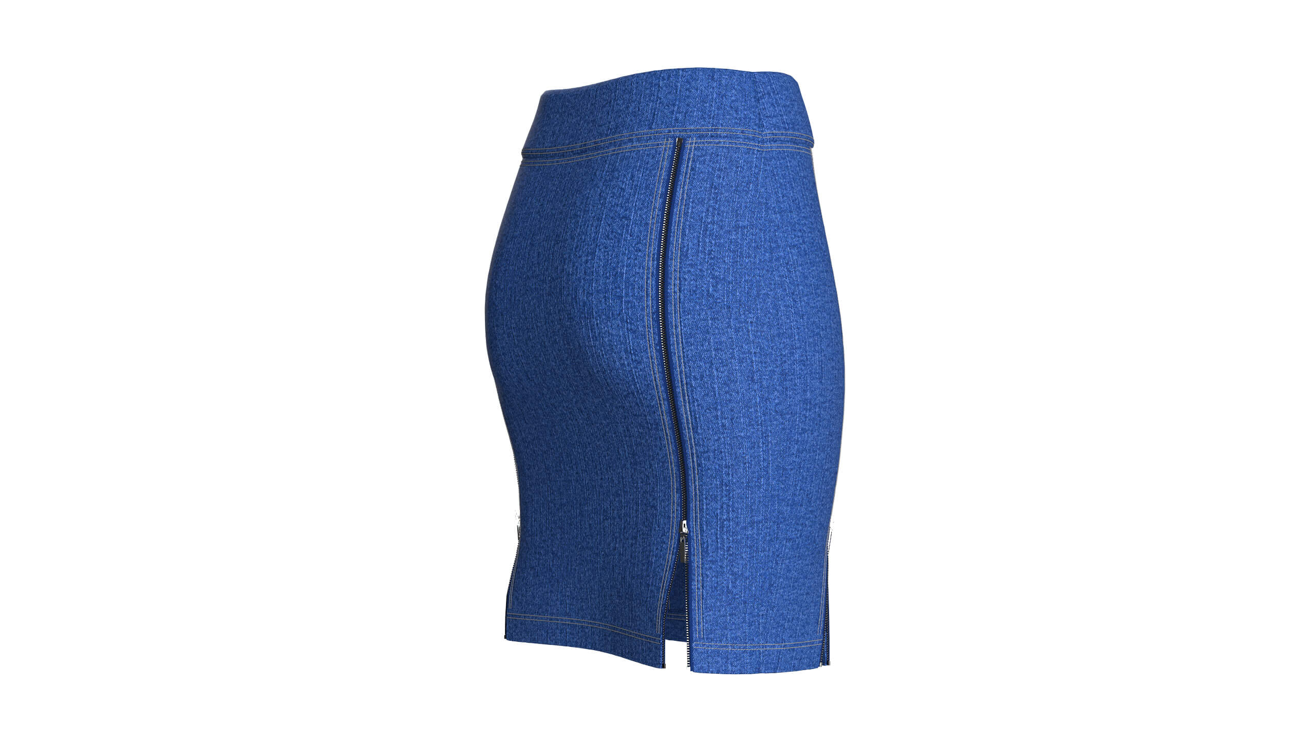 Girls Denim Mini Skirt with Dual Zipper Slits 3D Model