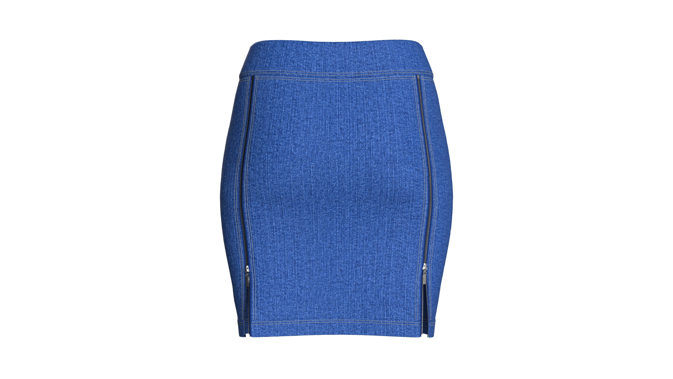 Girls Denim Mini Skirt with Dual Zipper Slits 3D Model