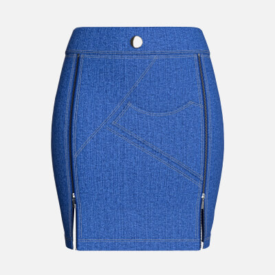 Girls Denim Mini Skirt with Dual Zipper Slits