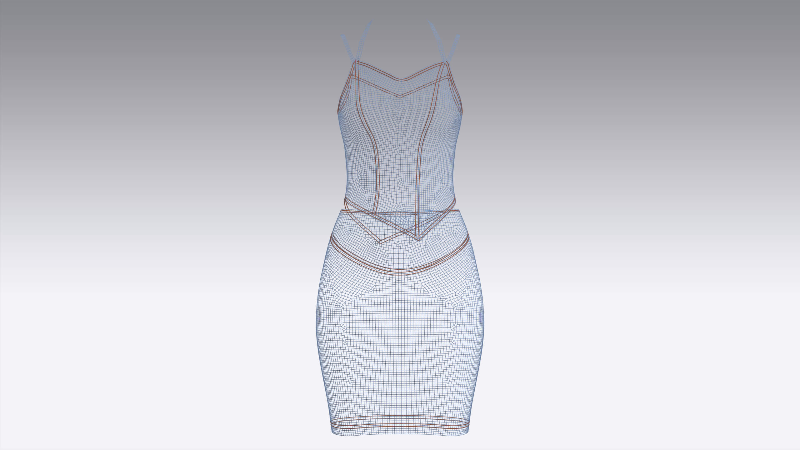 Girls Denim Top with Skirt - Outfit 3D Model