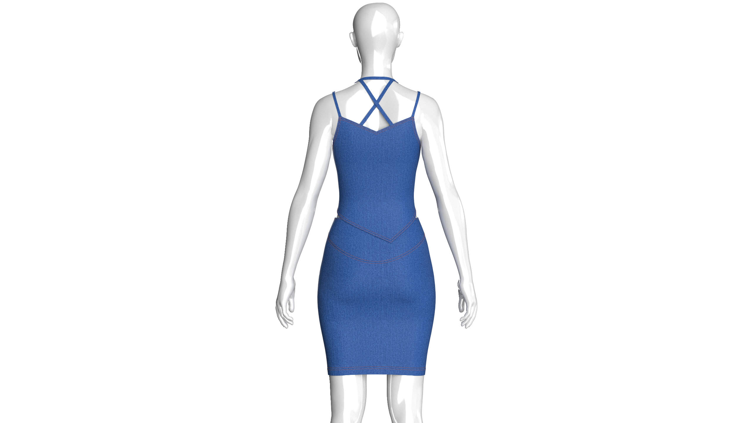 Girls Denim Top with Skirt - Outfit 3D Model