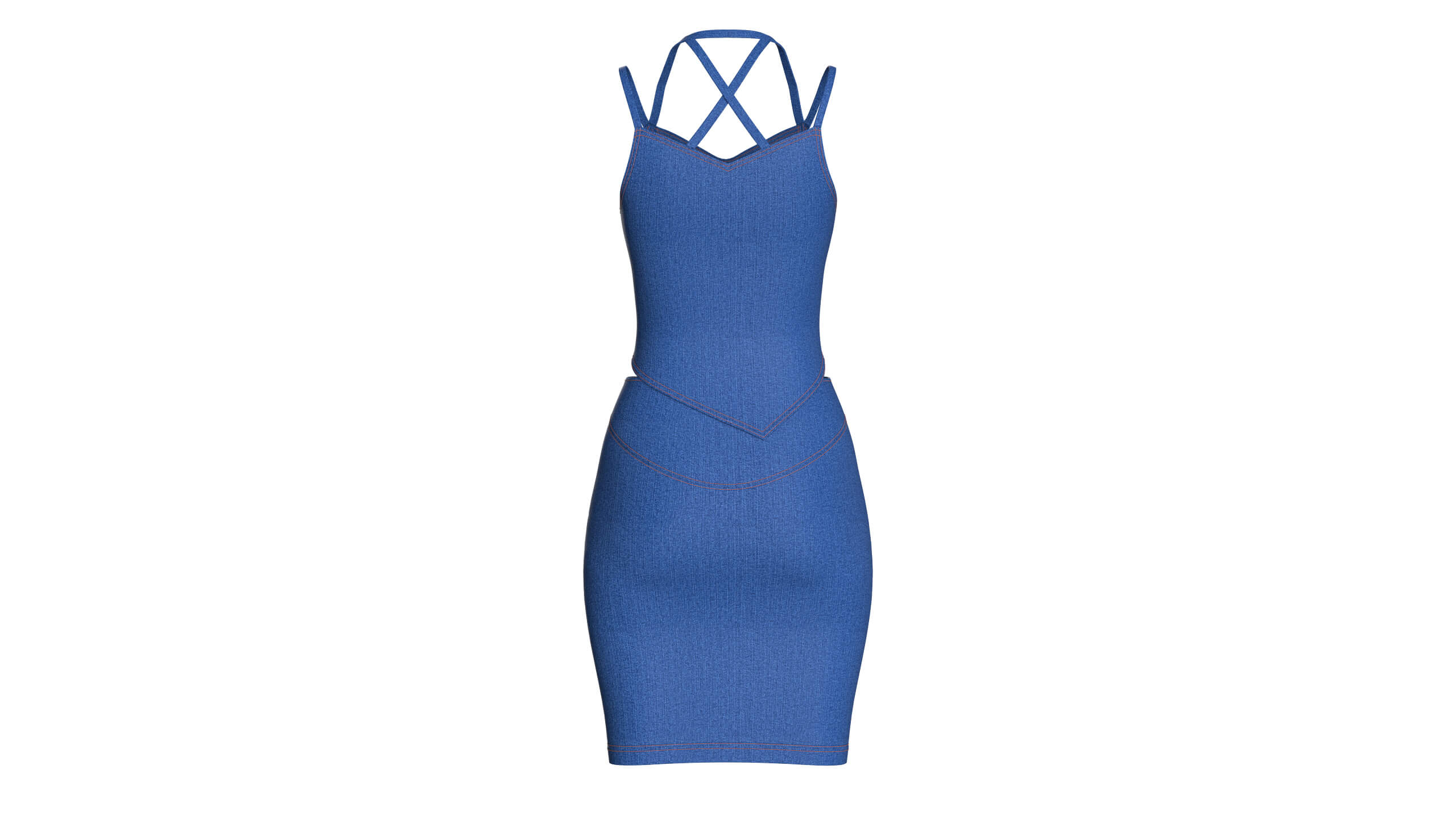 Girls Denim Top with Skirt - Outfit 3D Model