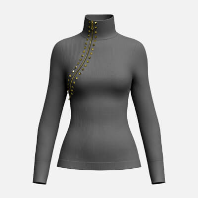 Girls Diagonal Zip High-Neck Sweater