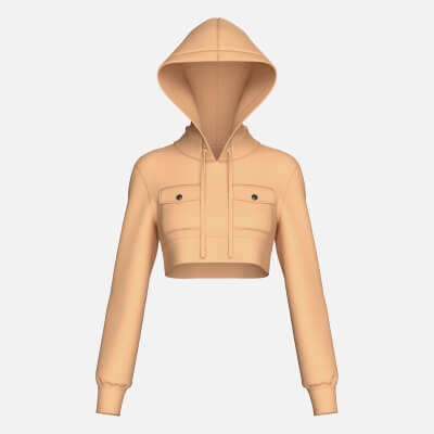 Girls Double Flap-Pocket Cropped Hoodie