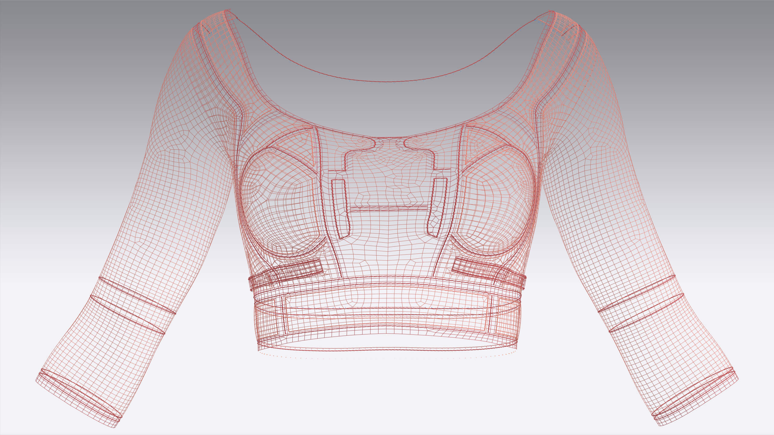 Girls Elbow-Sleeve Crop Top 3D Model