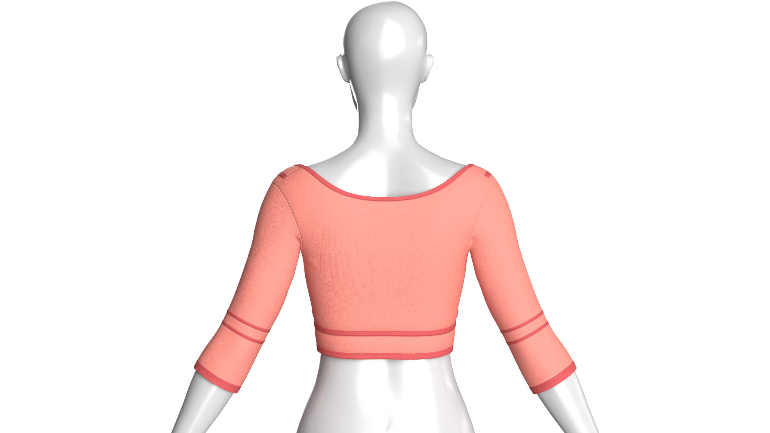 Girls Elbow-Sleeve Crop Top 3D Model
