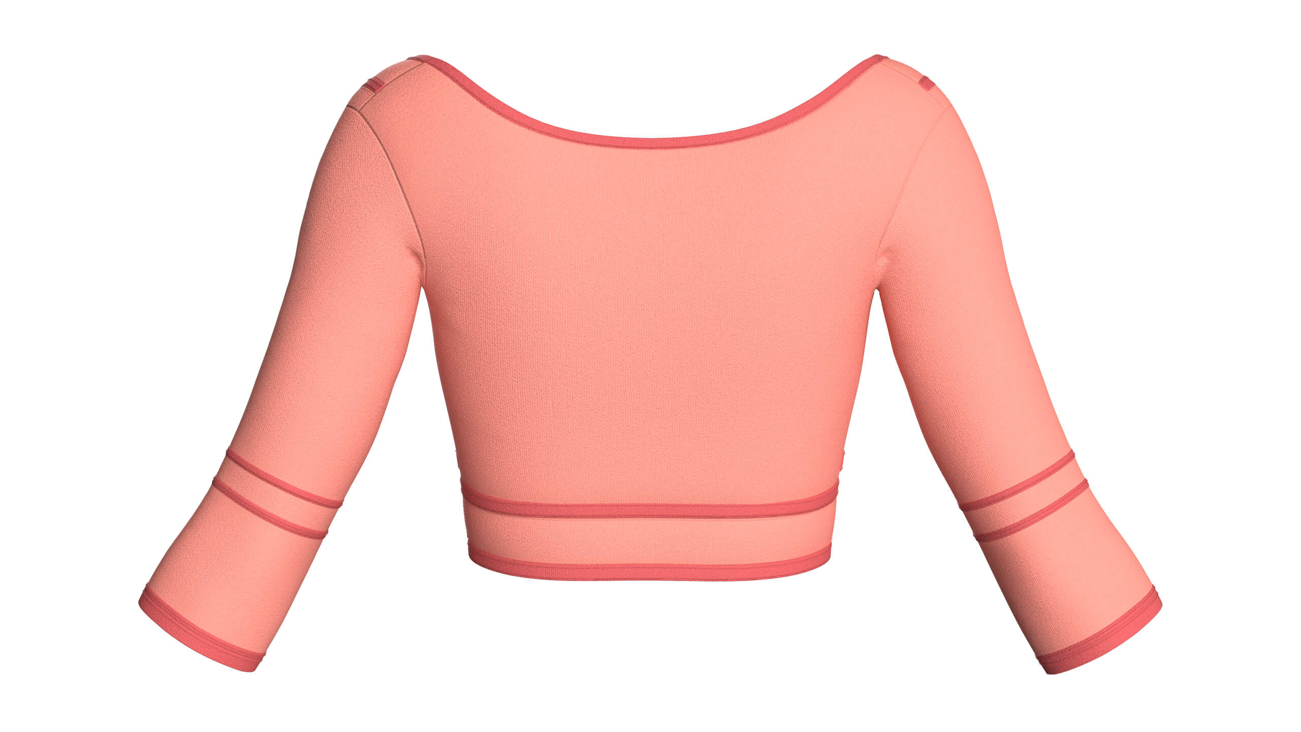 Girls Elbow-Sleeve Crop Top 3D Model