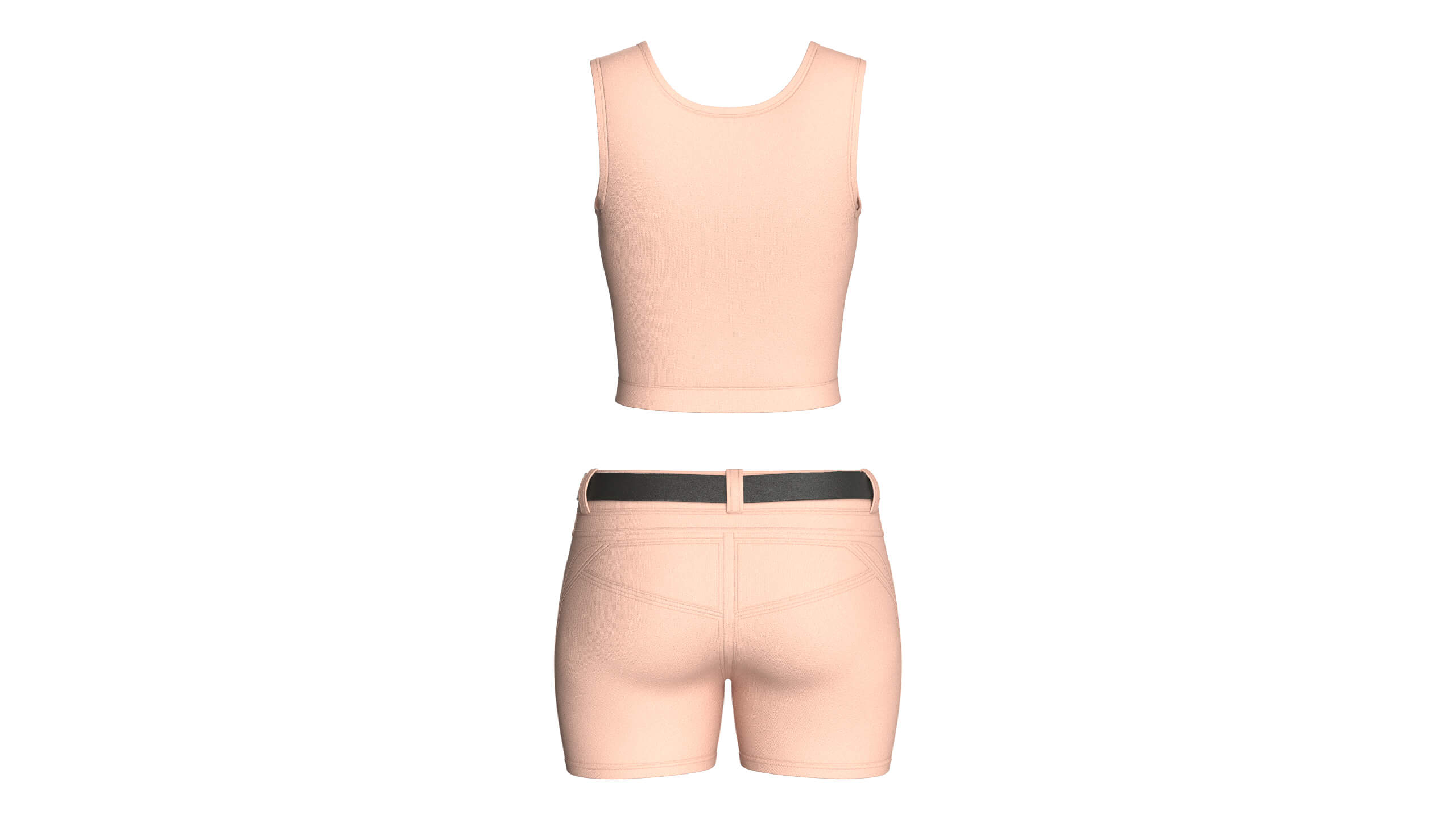 Girls Eyelet Detail Half-Zip Crop Top with Cargo Shorts 3D Model