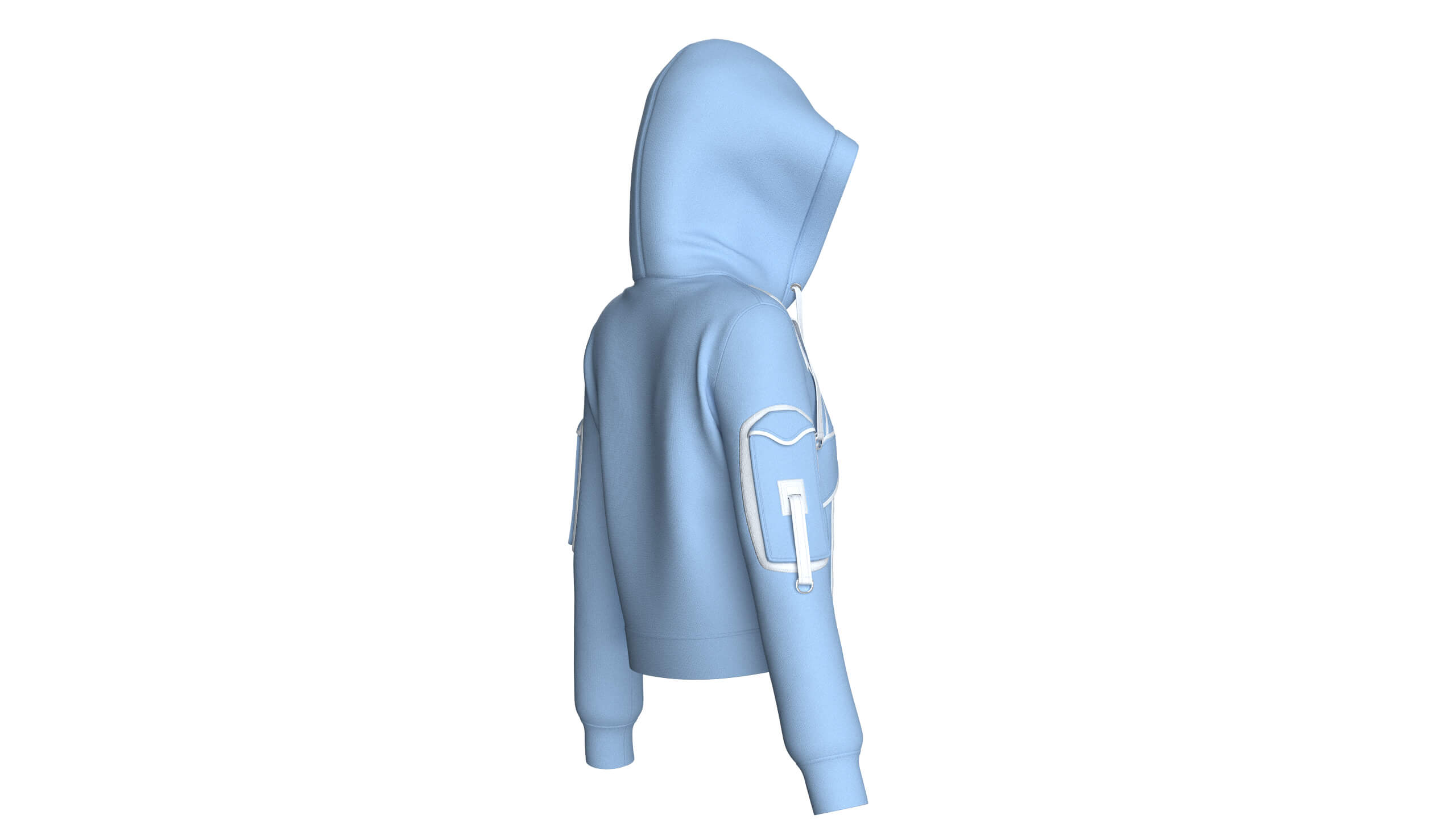 Girls Eyelet Detail Hooded Zip-Up Jacket 3D Model