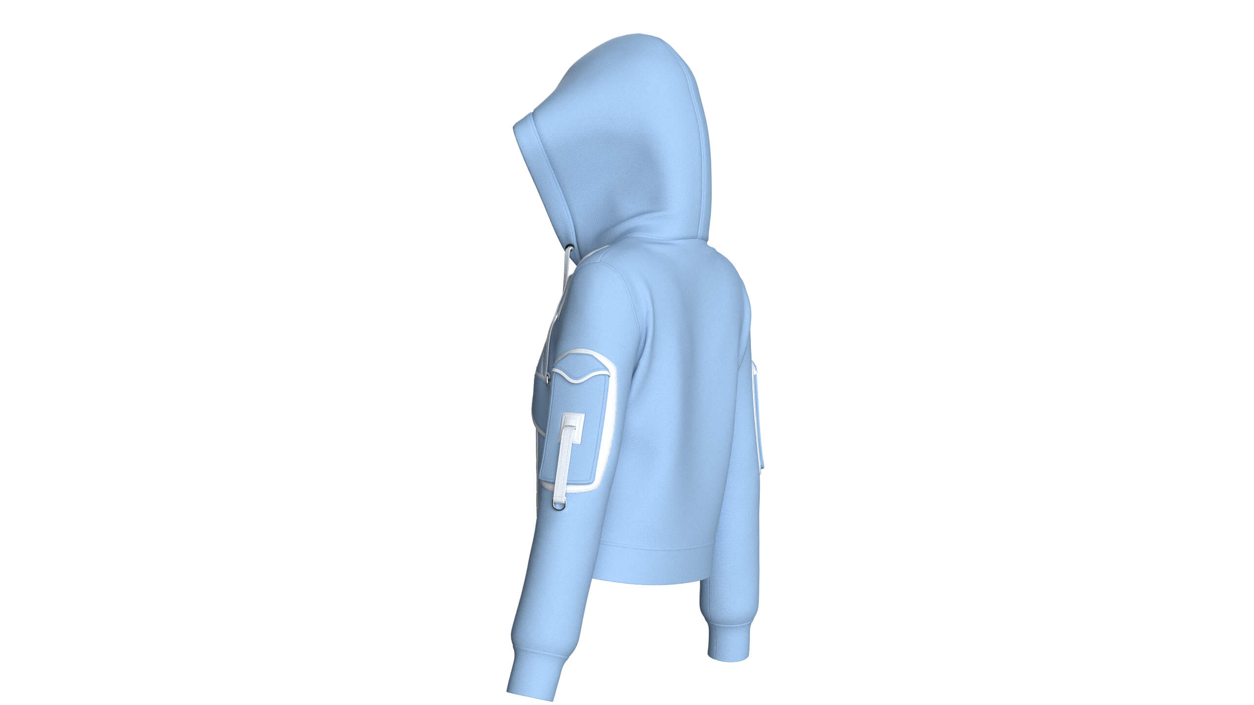 Girls Eyelet Detail Hooded Zip-Up Jacket 3D Model