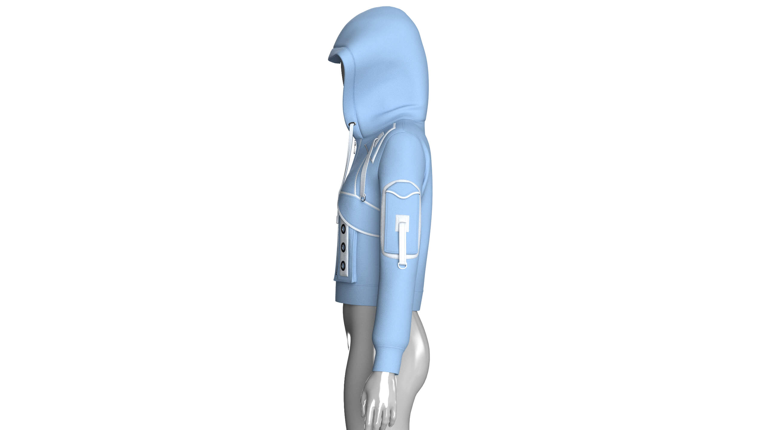 Girls Eyelet Detail Hooded Zip-Up Jacket 3D Model