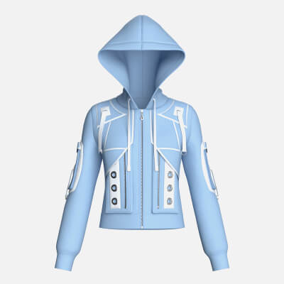 Girls Eyelet Detail Hooded Zip-Up Jacket