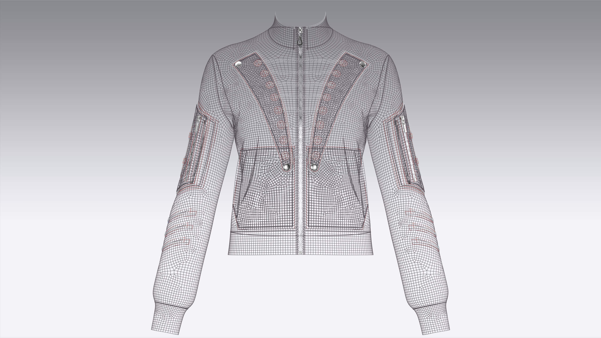 Girls Eyelet Lace Panel Full-Zip Jacket 3D Model
