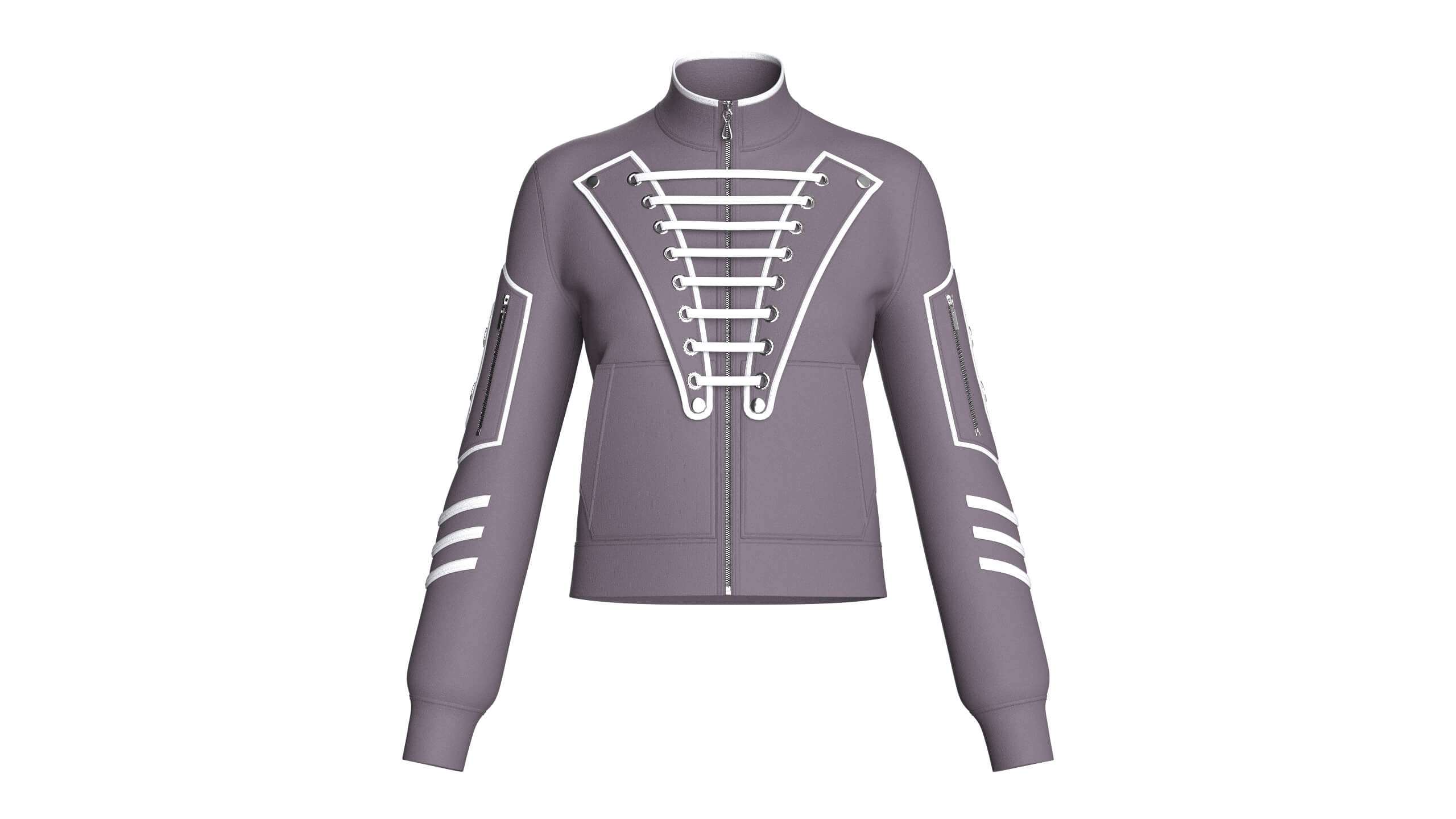 Girls Eyelet Lace Panel Full-Zip Jacket 3D Model