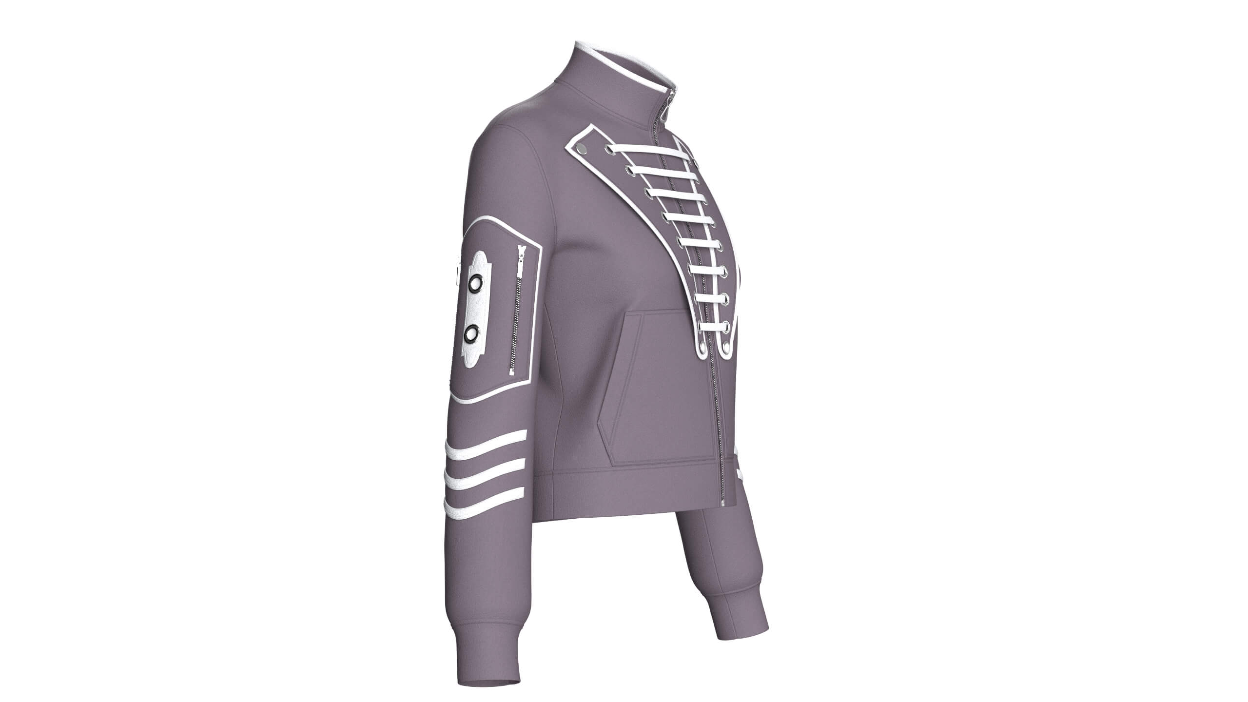 Girls Eyelet Lace Panel Full-Zip Jacket 3D Model