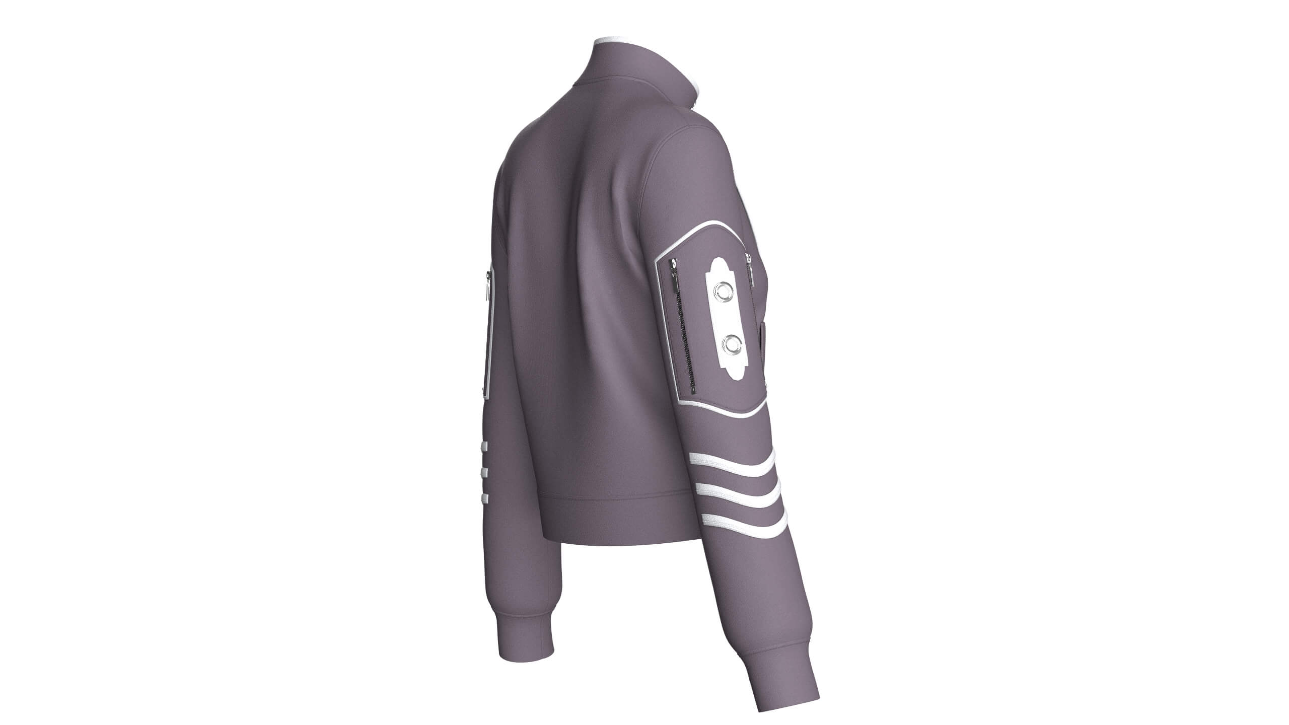 Girls Eyelet Lace Panel Full-Zip Jacket 3D Model
