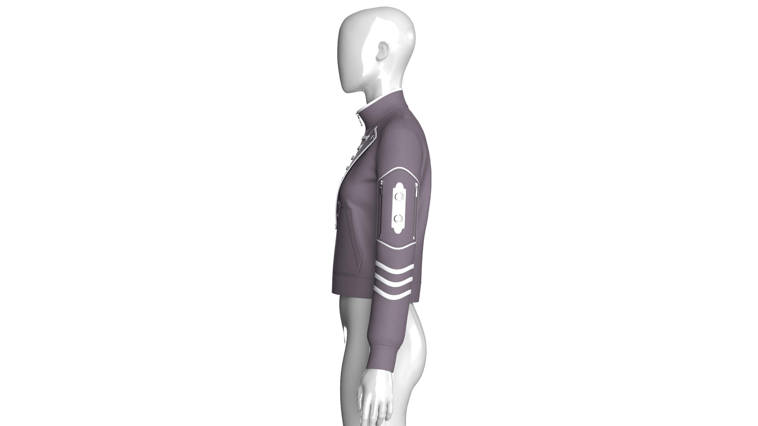 Girls Eyelet Lace Panel Full-Zip Jacket 3D Model