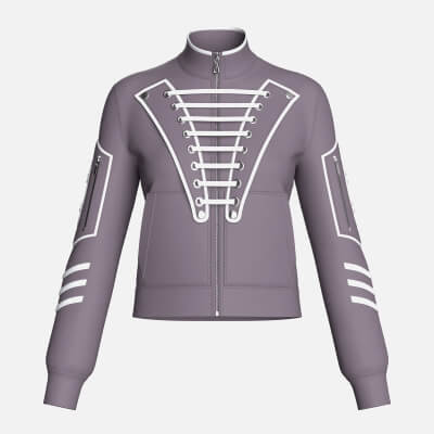 Girls Eyelet Lace Panel Full-Zip Jacket