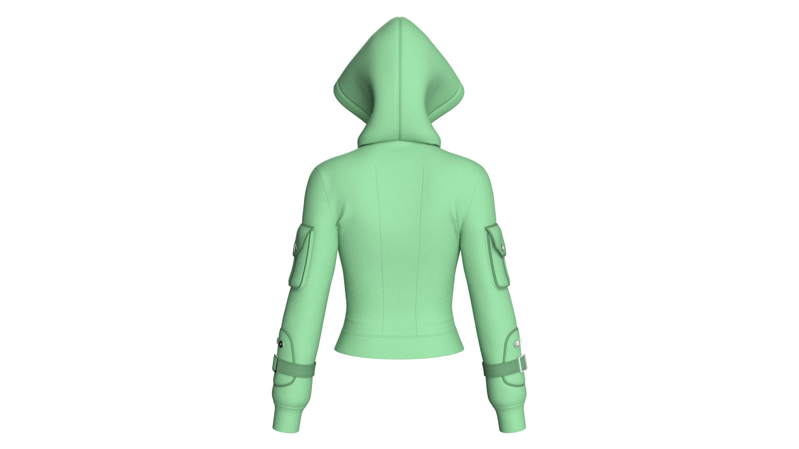 Girls Fitted Hooded Multi Pocket Zip Jacket 3D Model