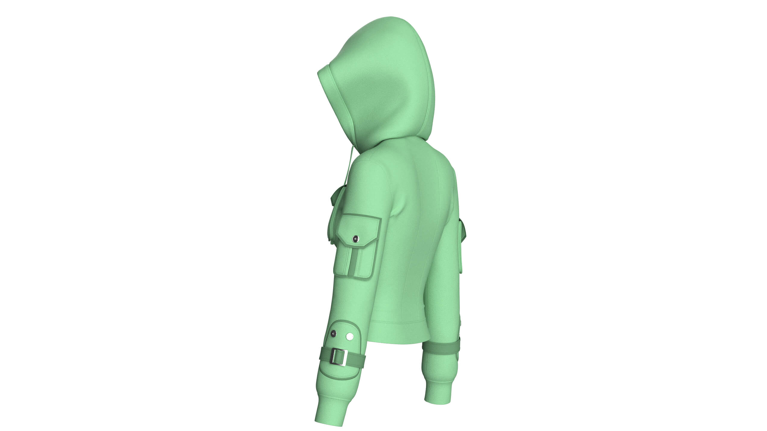 Girls Fitted Hooded Multi Pocket Zip Jacket 3D Model