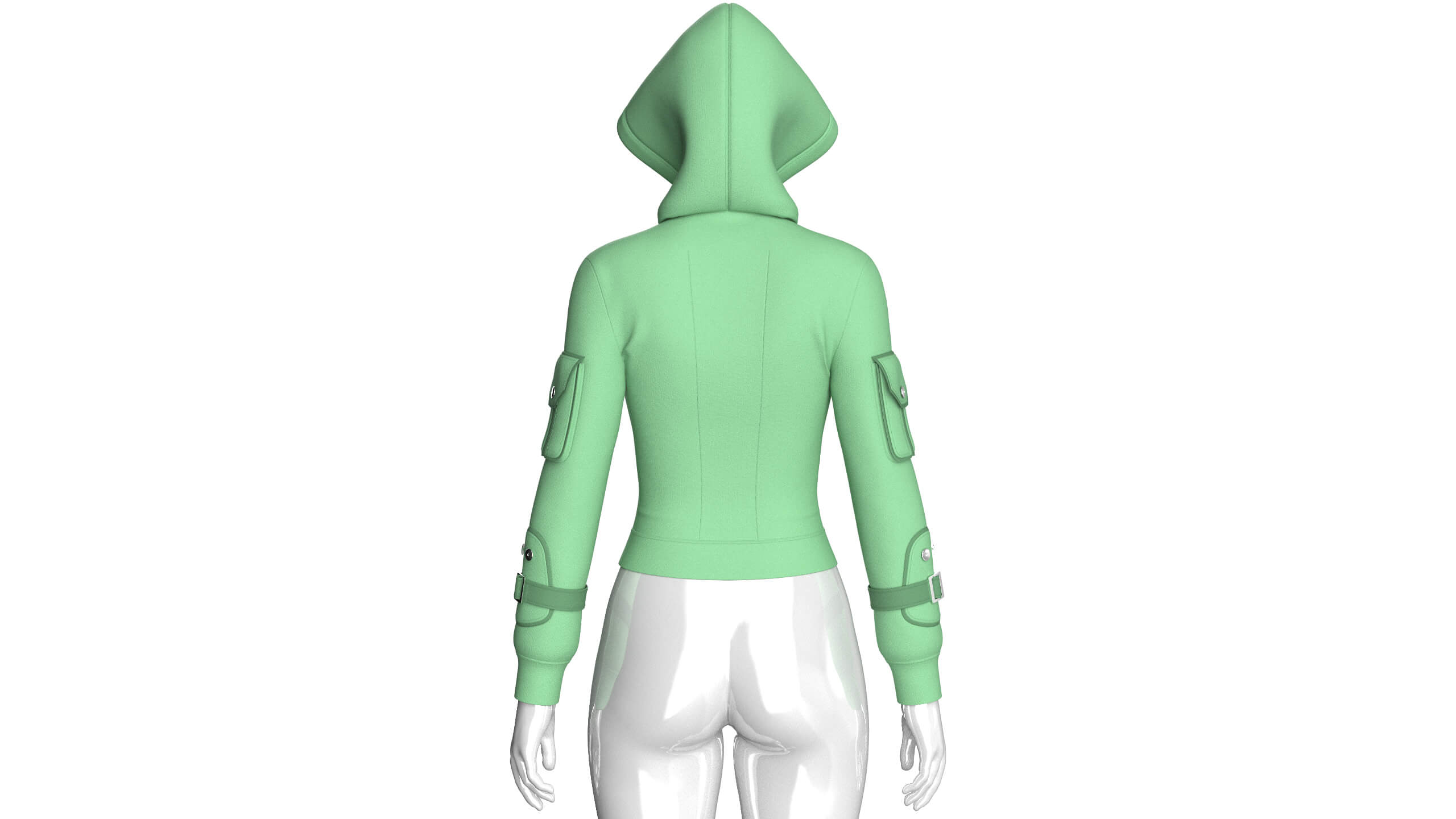 Girls Fitted Hooded Multi Pocket Zip Jacket 3D Model