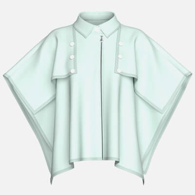 Girls Flap Button Zip Up Cape Jacket