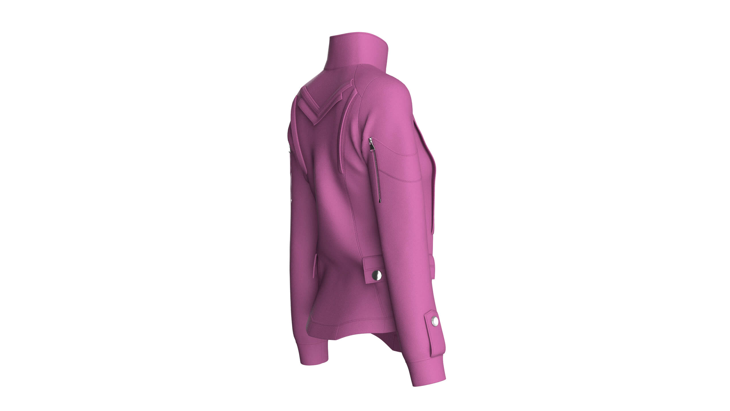 Girls Flap Pocket Half-Zip Utility Jacket 3D Model