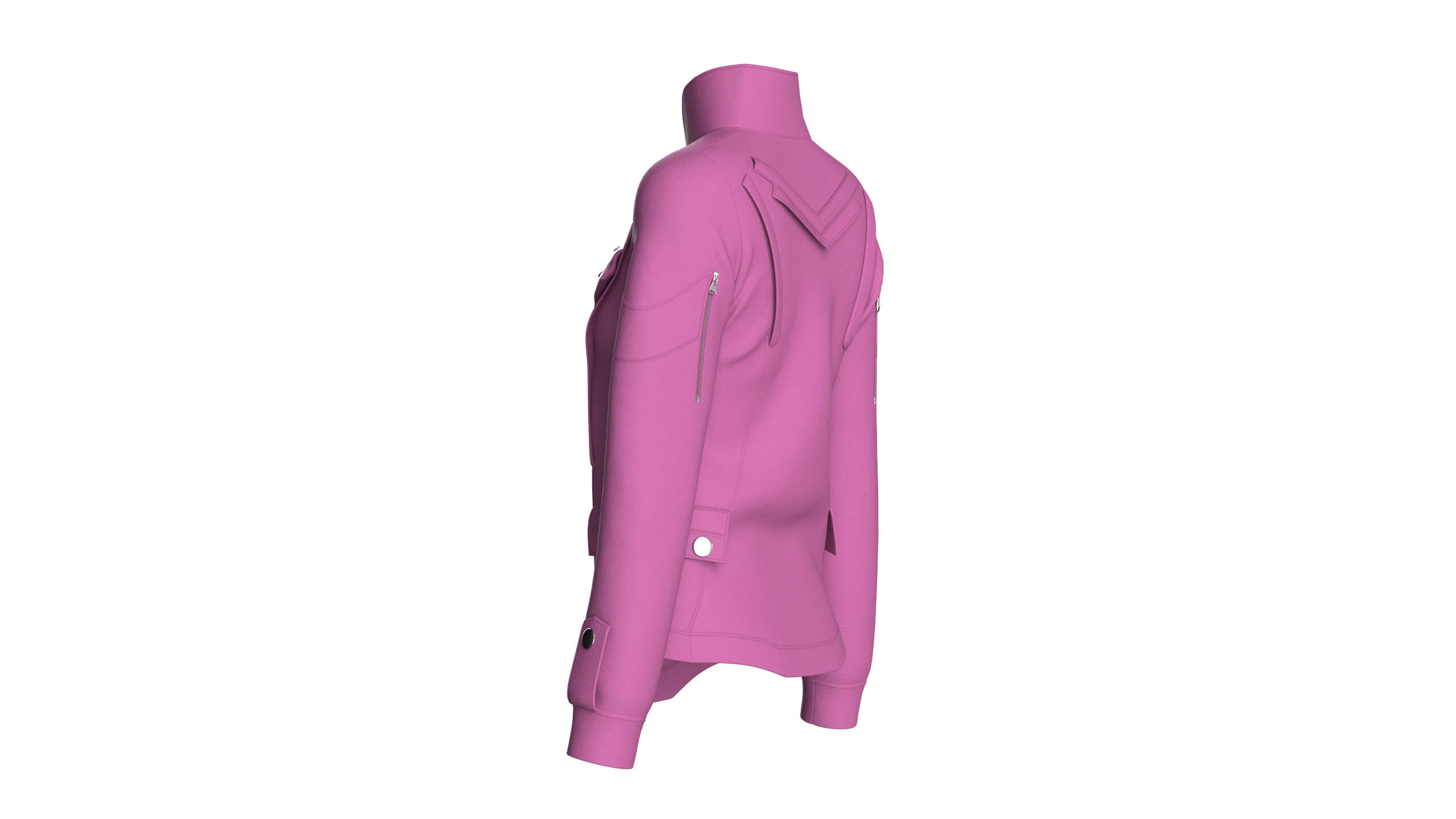 Girls Flap Pocket Half-Zip Utility Jacket 3D Model