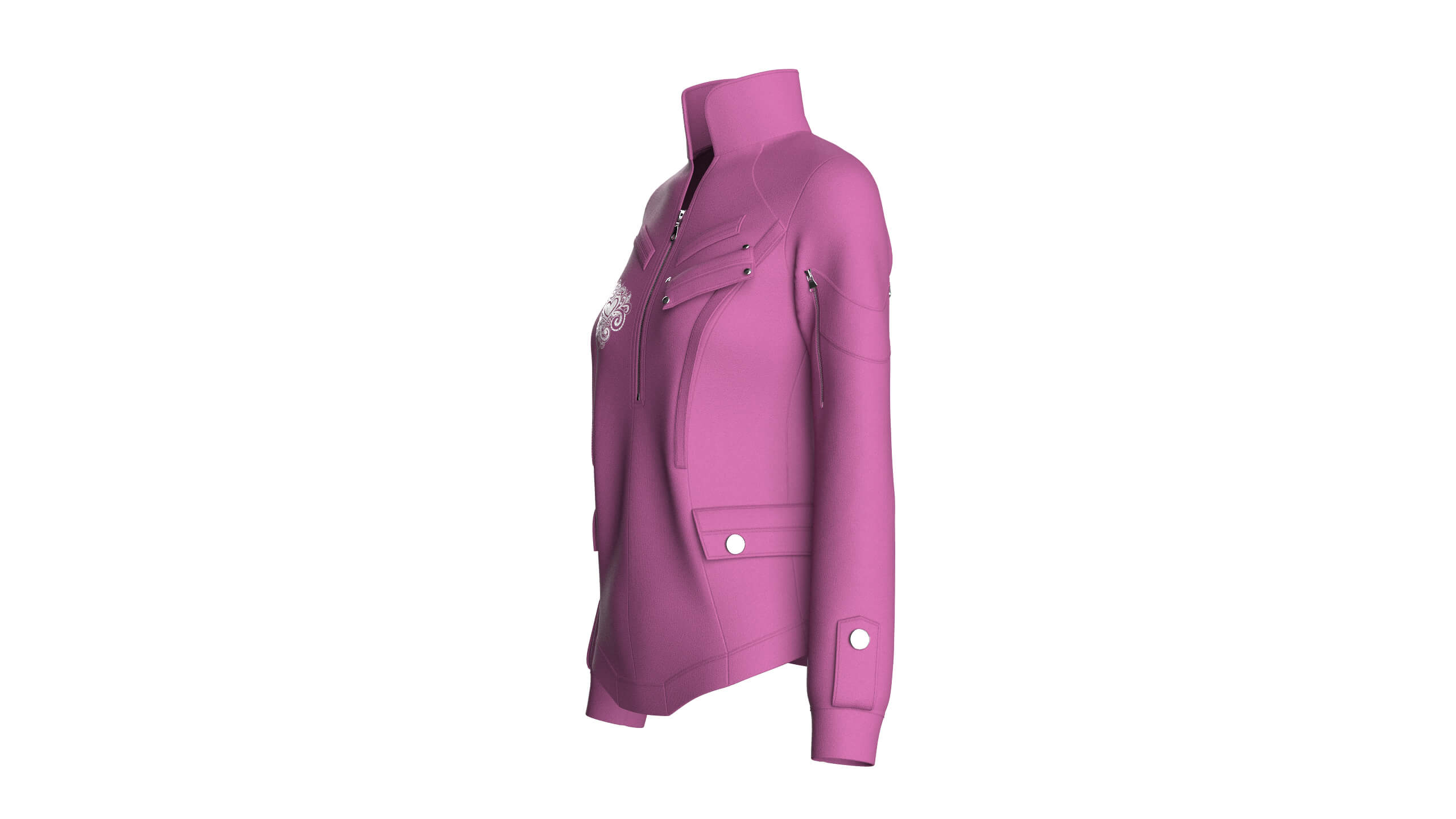 Girls Flap Pocket Half-Zip Utility Jacket 3D Model