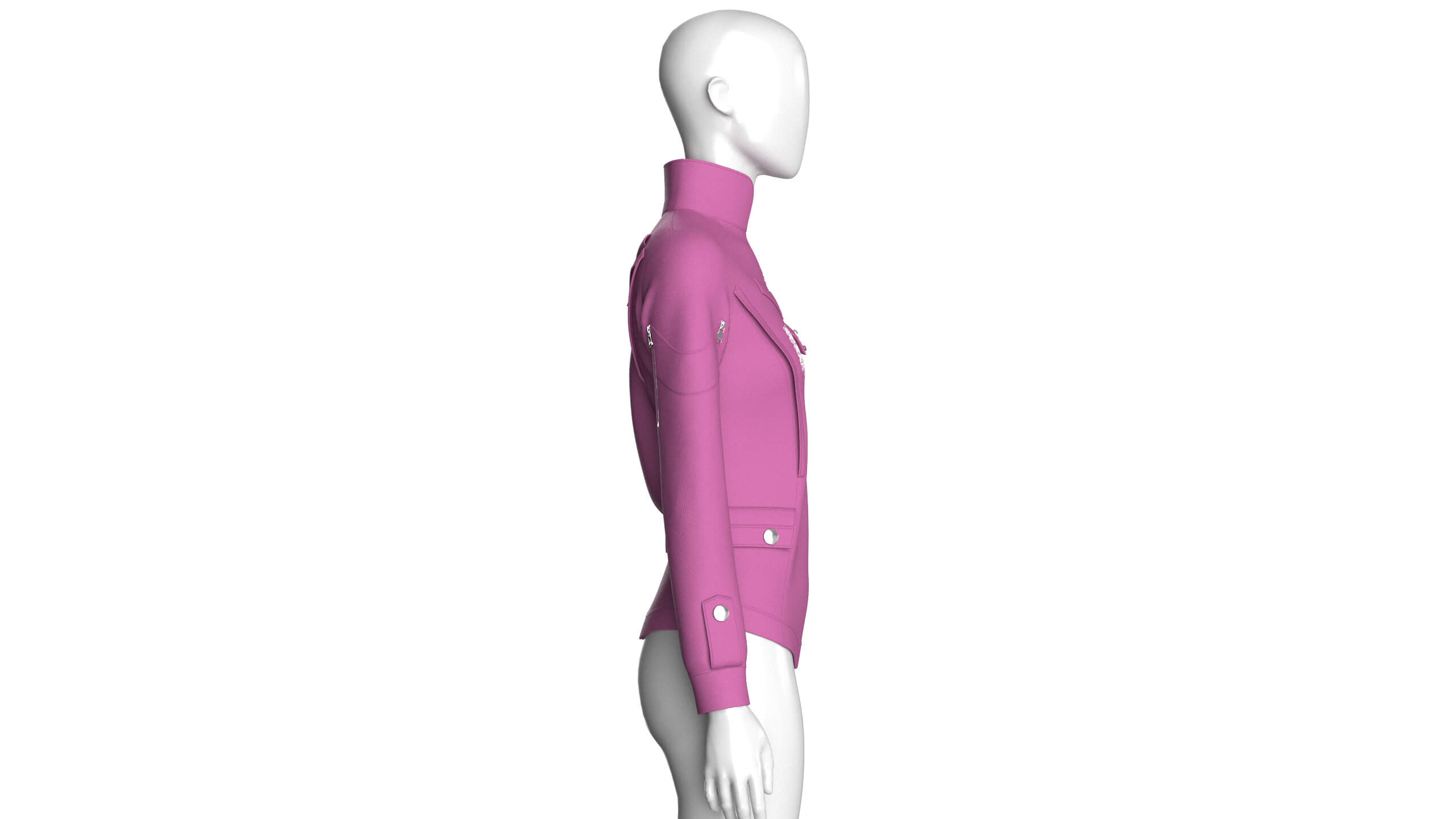 Girls Flap Pocket Half-Zip Utility Jacket 3D Model