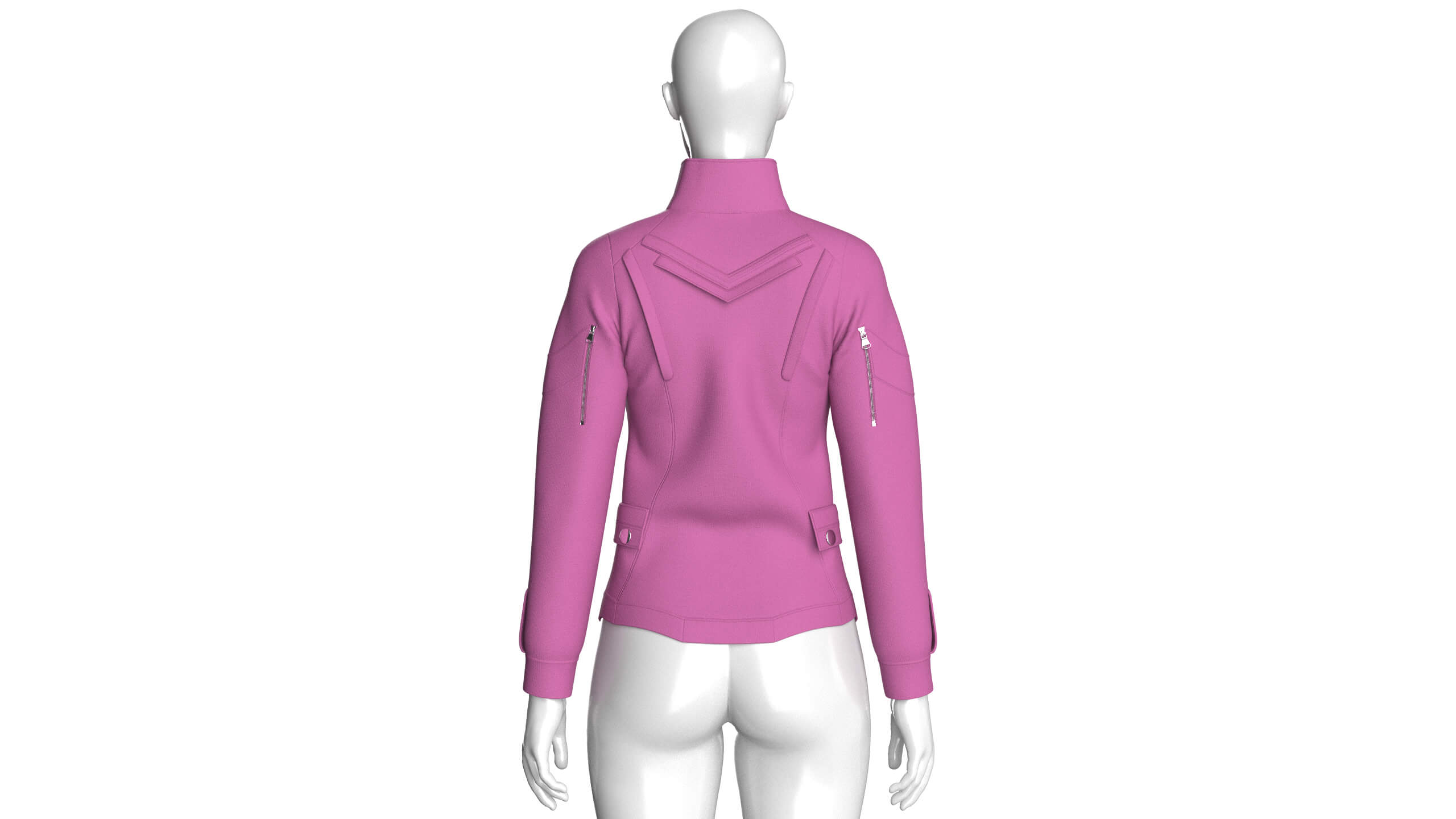 Girls Flap Pocket Half-Zip Utility Jacket 3D Model