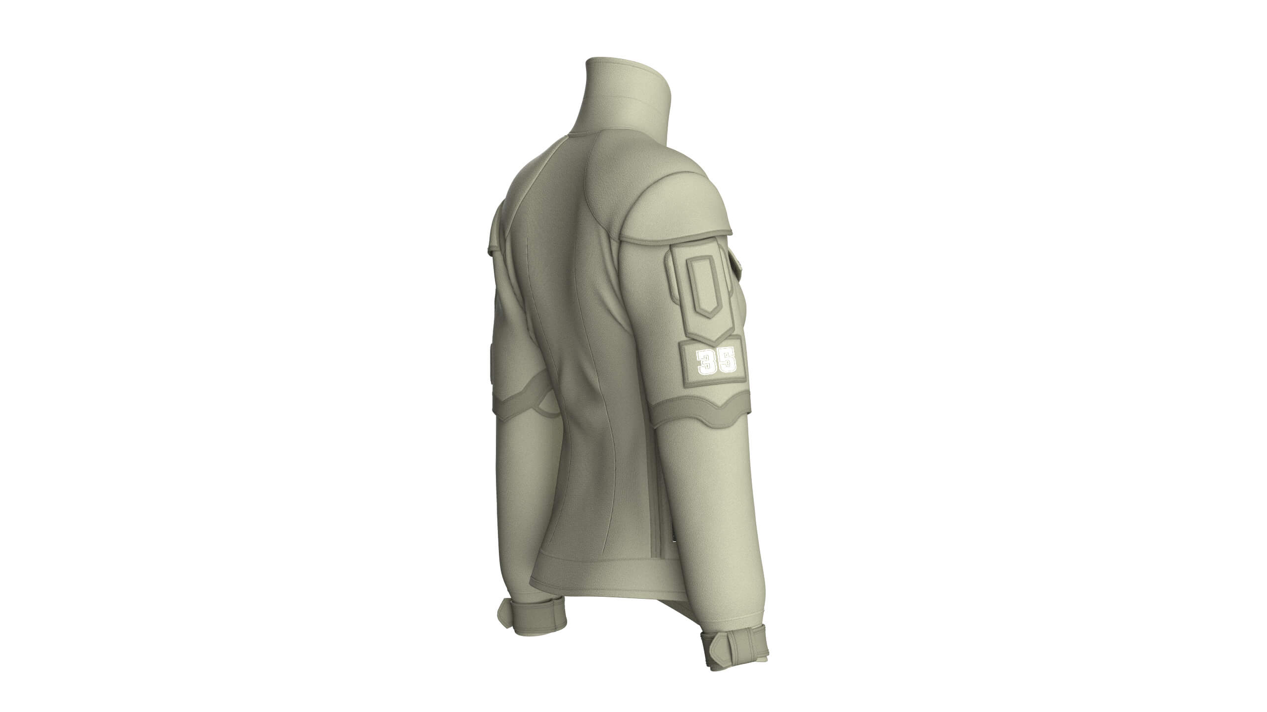 Girls Flap Pockets Full-Zip Tactical Jacket 3D Model