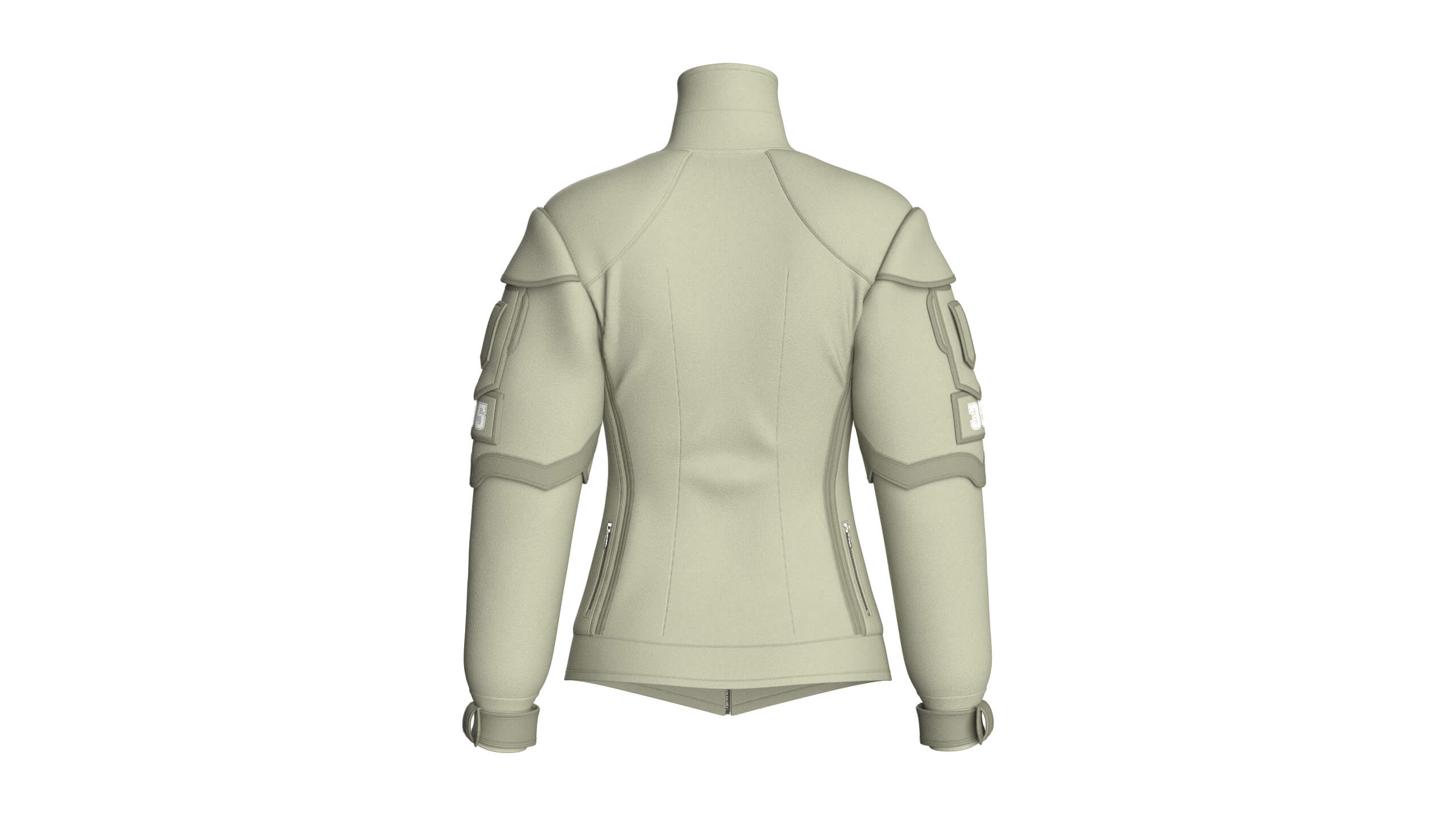 Girls Flap Pockets Full-Zip Tactical Jacket 3D Model