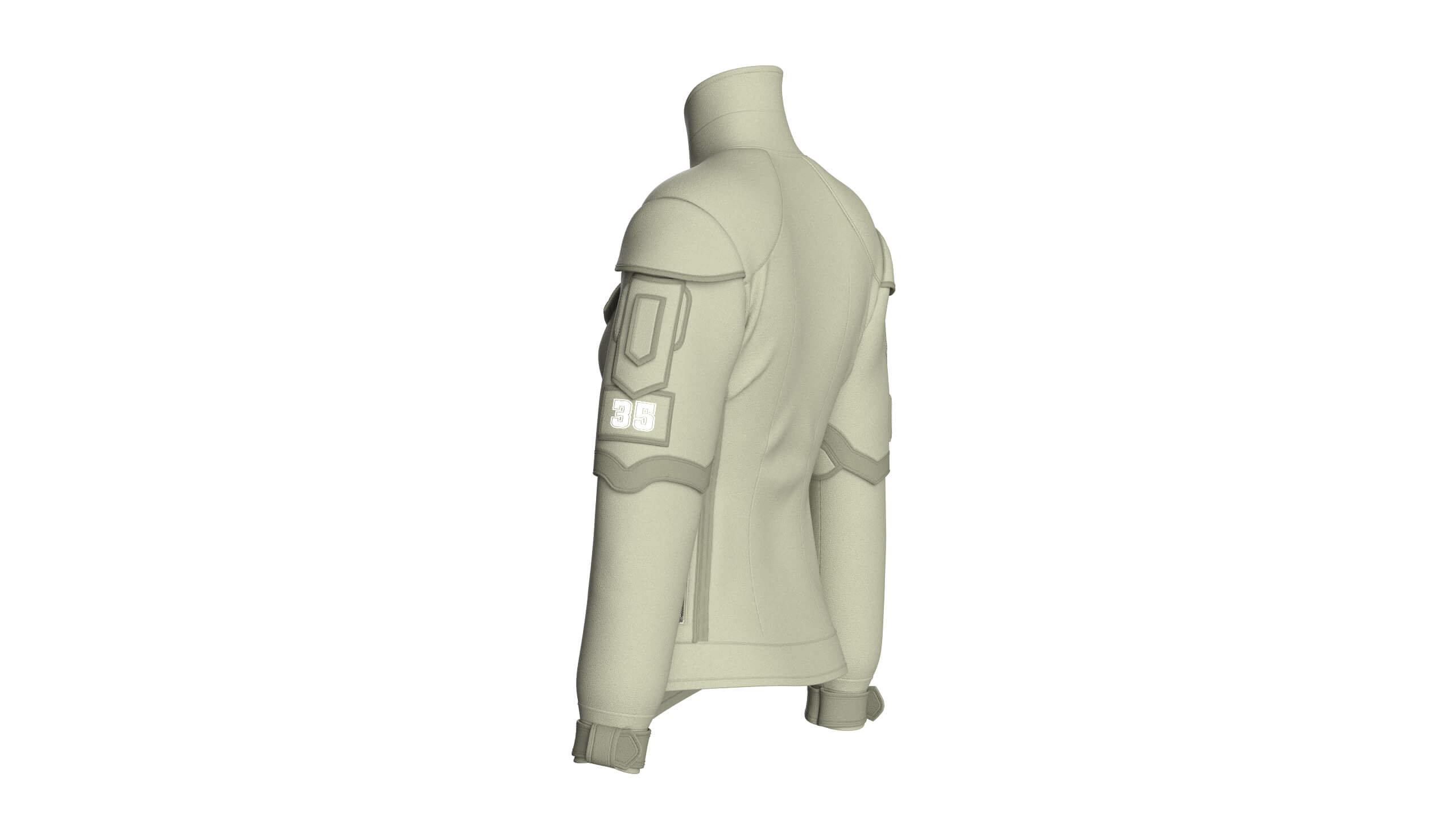 Girls Flap Pockets Full-Zip Tactical Jacket 3D Model