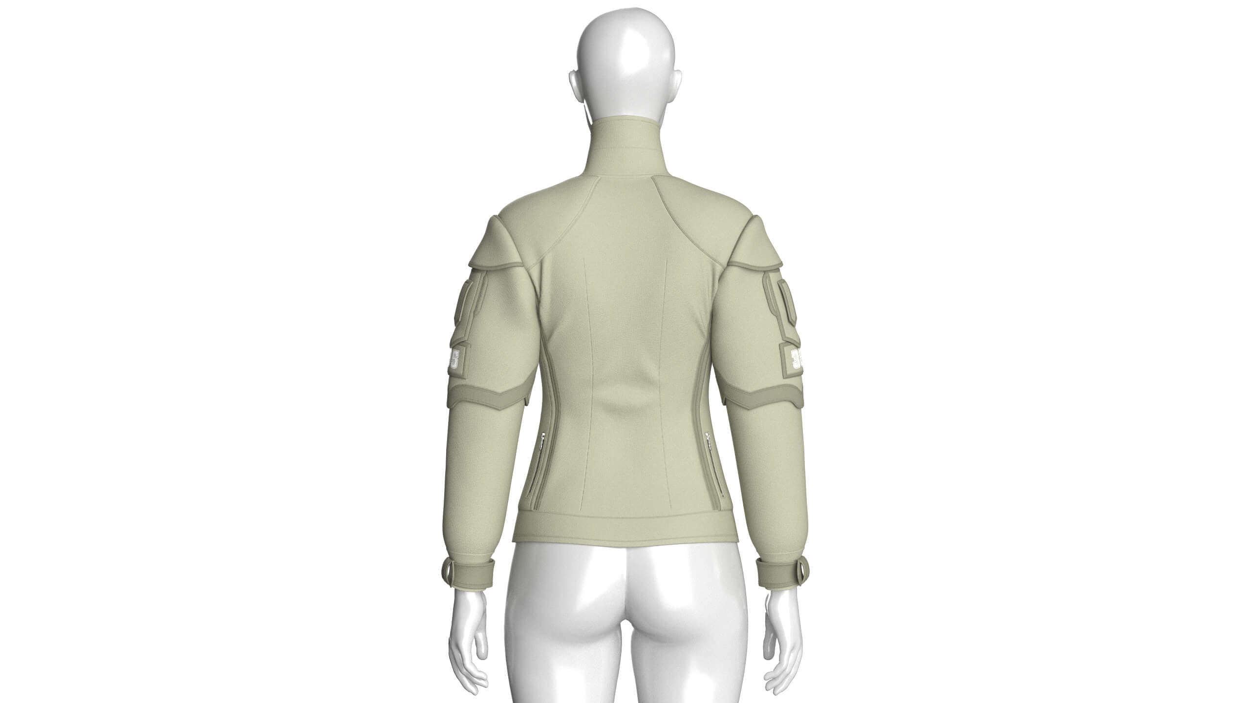 Girls Flap Pockets Full-Zip Tactical Jacket 3D Model