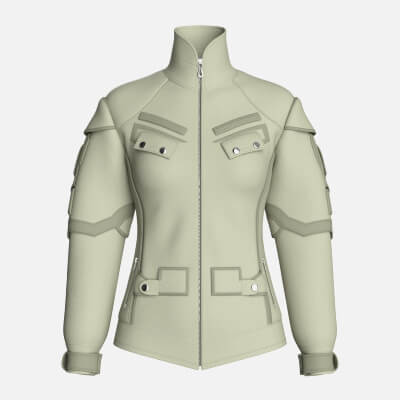 Girls Flap Pockets Full-Zip Tactical Jacket