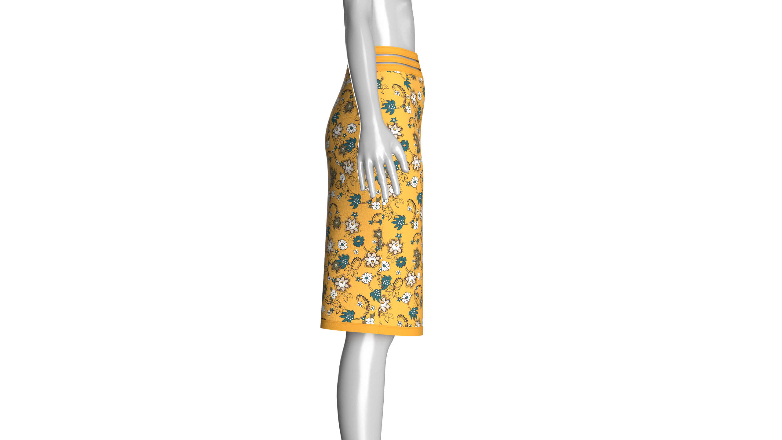 Girls Floral Printed Pencil Skirt 3D Model