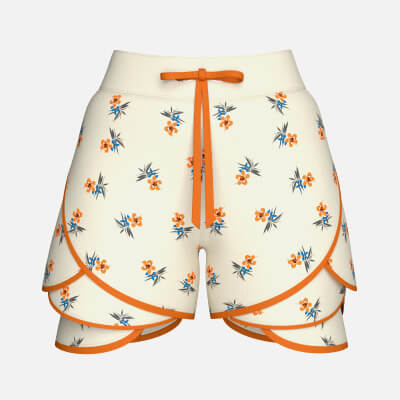 Girls Floral Printed Petal Layered Shorts