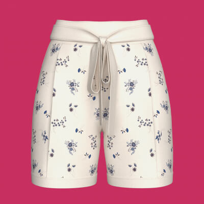 Girls Floral Printed Tie-Waist Bermuda Shorts