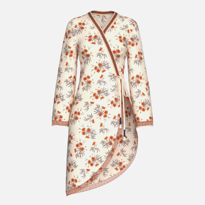 Girls Floral Wrap V-Neck Dress with Side Tie
