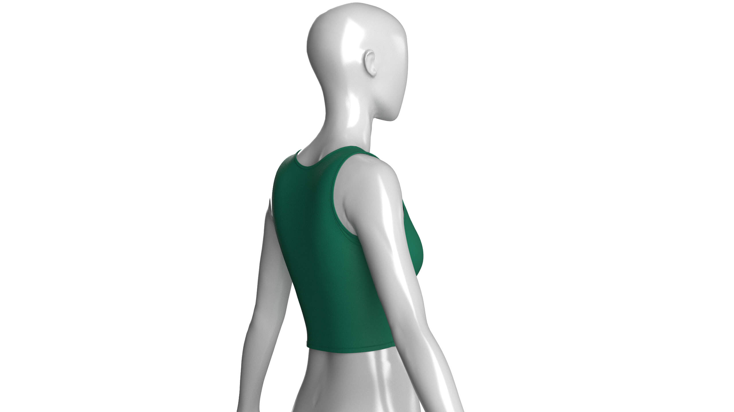 Girls Forest Green Cutout Crop Top 3D Model