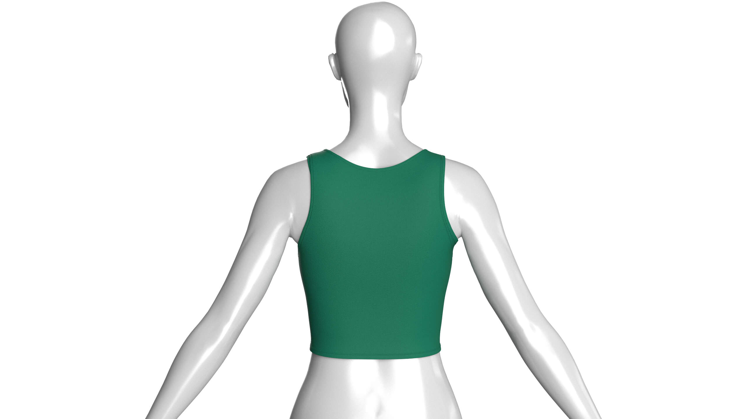 Girls Forest Green Cutout Crop Top 3D Model