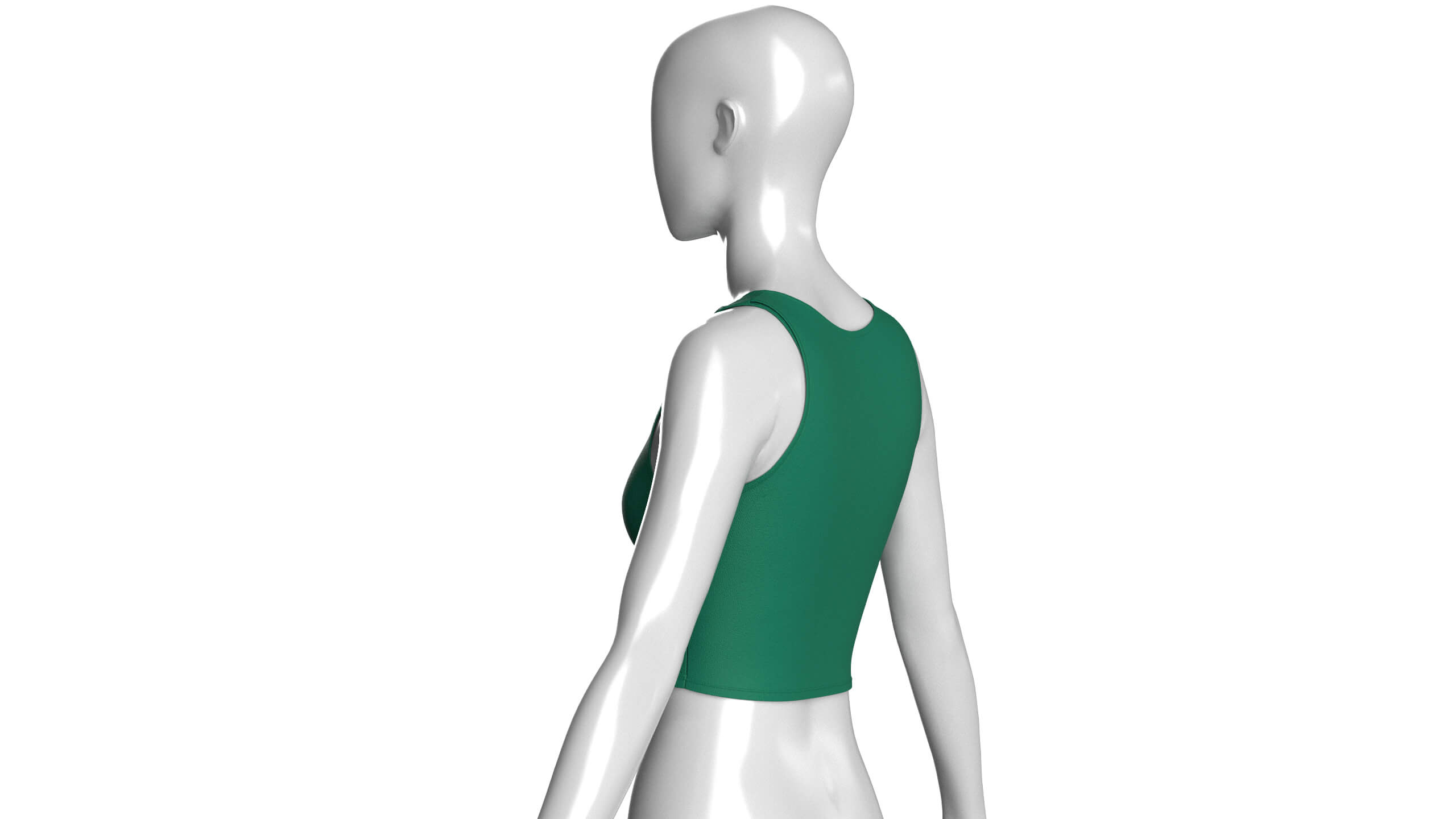 Girls Forest Green Cutout Crop Top 3D Model