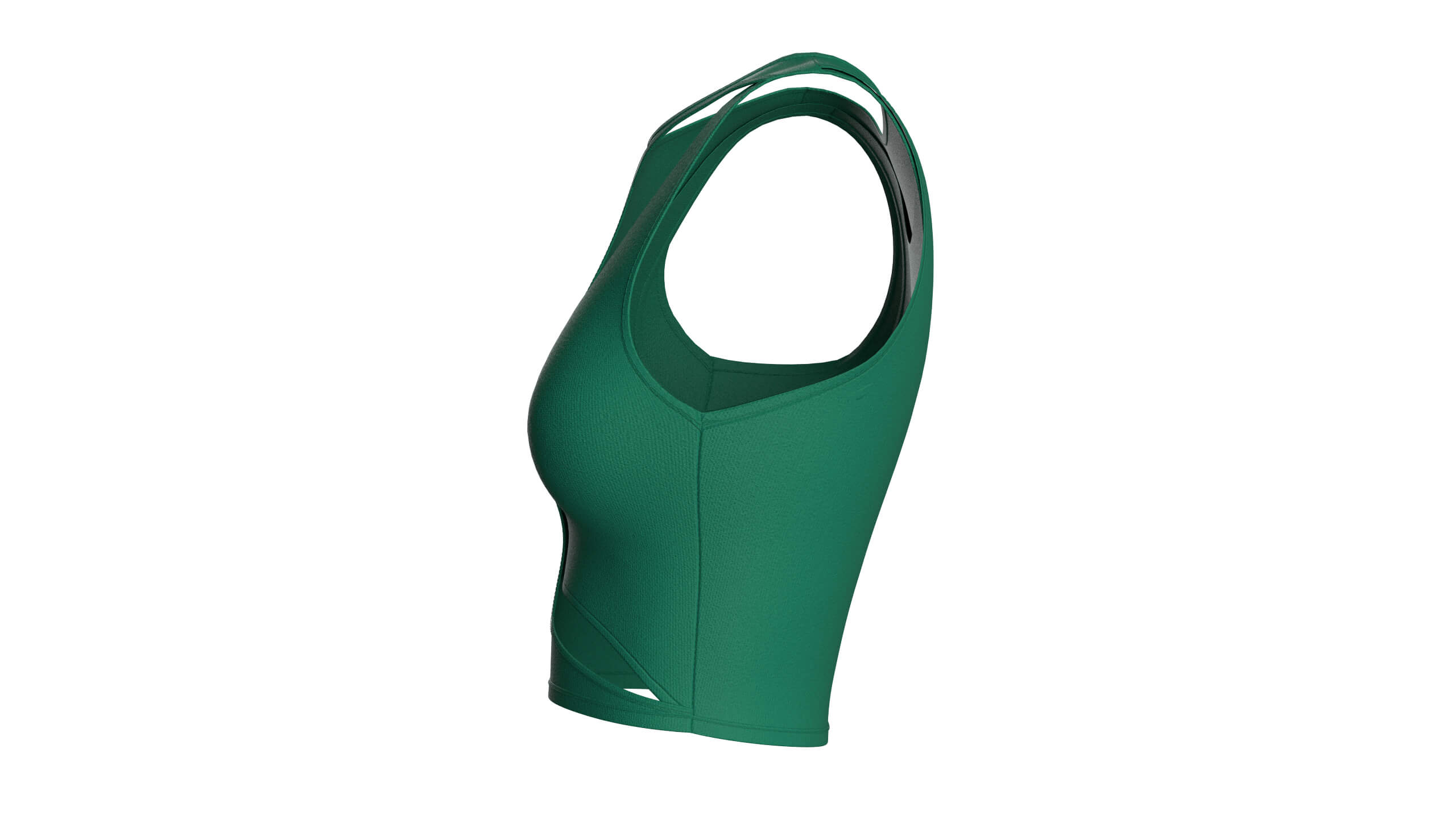 Girls Forest Green Cutout Crop Top 3D Model