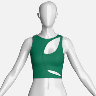 Girls Forest Green Cutout Crop Top