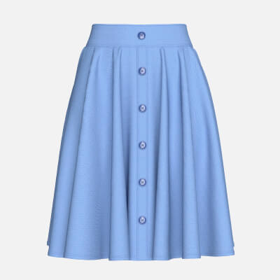Girls Front Button-Pleated Midi Skirt