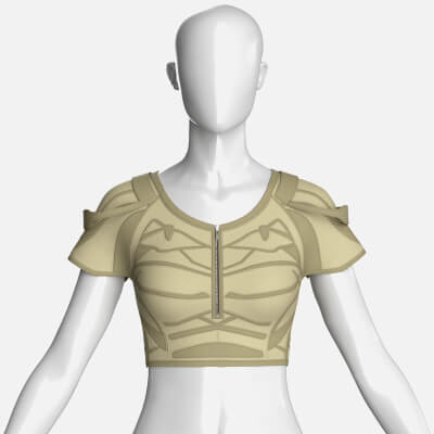 Girls Front Half-Zipper Crop Top